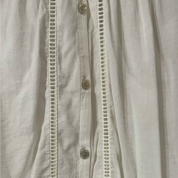 Old Navy Button Down Boho Blouse Ladder Lace Oversized Poet Sleeve White Size L - Picture 4 of 9